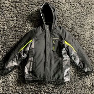 Boys 3 in 1 Winter Jacket - Gray/Black/Neon - Large 14/16 - Snowboard Coat